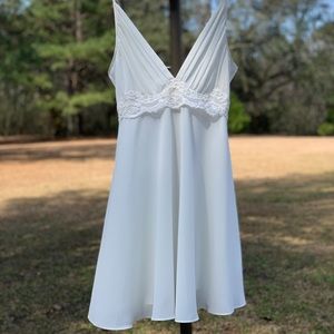 White Chiffon Sheer lace Spaghetti strap top semi sheer Jones NY mini Dress